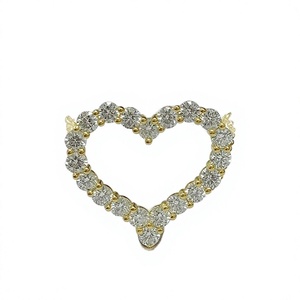 Collar de Cadena con Eslabones de Moissanita en Forma de Corazón, Corte Brillante Redondo, Unisex, Personalizado, Certificado por GRA, Plata S925, Color VVS1, Plateado - Product Image 3