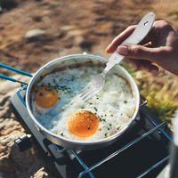 Ensemble d'ustensiles de camping détachables, ustensile de voyage portable 4 en 1 en acier inoxydable, couteau pliable, fourchette, cuillère, ouvre-bouteille