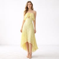 Robe Camisole Femme Personnalisée OEM, Dos Nu, Col en V, Sans Manches, Dentelle et Strass, pour Vacances et Plage, Fabrication Usine