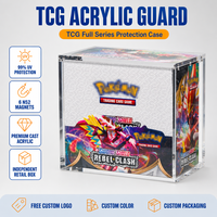 Boîte de présentation pour boosters TCG en acrylique avec couvercle magnétique, écologique, portable, protection UV à 99 %, rangement pour 36 paquets de boosters de cartes