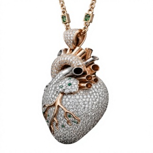 Colgante de Moissanita con Forma de Corazón Anatómico, Micro Pavé con Aspecto de Diamante, Chapado en Rodio, Joyería de Moda, Regalo - Product Image 1