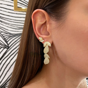 Summer Full <strong>Diamond</strong> Fashion Women Jewelry 5A Cubic Zirconia Leaf Shape <strong>Dangle</strong> Stud <strong>Earrings</strong> - Product Image 2