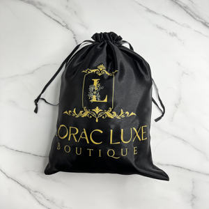 Bolsas de Satén Negras Personalizadas con Cordón y Estampado en Dorado - Empaque de Marca de Lujo para Joyería y Cosméticos - Product Image 2