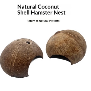 Maisonnette et cachette pour <span class=keywords><strong>hamster</strong></span> en coquille de noix de coco avec toit pour petits animaux - Product Image 1