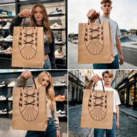 Sac de shopping en papier kraft personnalisé et recyclable pour boutique de baskets, design créatif, emballage cadeau pour la vente au détail de chaussures de mode