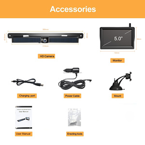 Sunway tự làm 5 inch màn hình <span class=keywords><strong>AU</strong></span> chúng tôi EU xe tấm giấy phép máy ảnh năng lượng mặt trời không dây xe máy ảnh chiếu hậu đảo ngược sao lưu máy ảnh - Product Image 2