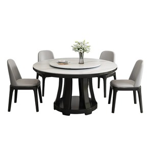 <b>Round</b> Stone Slab <b>Dining</b> <b>Table</b> With Turntable Rotatable Modern Minimalist Style For Home <b>Dining</b> Room - Product Image 4