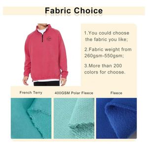 Custom Puff pastry Neck High Quality Heavyweight Pink Hoodie Organic Cotton Custom Logo Blank Oversized <b>Half</b> <b>Zip</b> <b>Sweatshirt</b> <b>Man</b> - Product Image 3