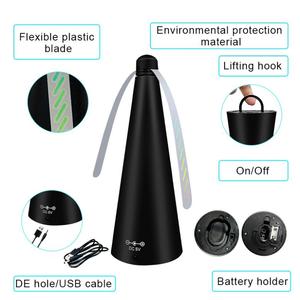 Ventilateur anti-mouches portable suspendu, rechargeable par USB ou fonctionnant sur piles, répulsif anti-insectes pour plafond, pour camping, patio, extérieur - Product Image 4