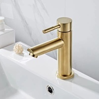 Lavabo de salle de bain moderne, pont d'évier monté en or brossé lavabo, robinet en acier inoxydable, prix bon marché