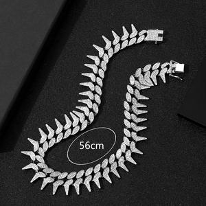 Exagerado Thorn personalidad pulsera de diamantes completo collar cubano europeo y americano Hip Hop 15mm club nocturno collar de hombre - Product Image 3