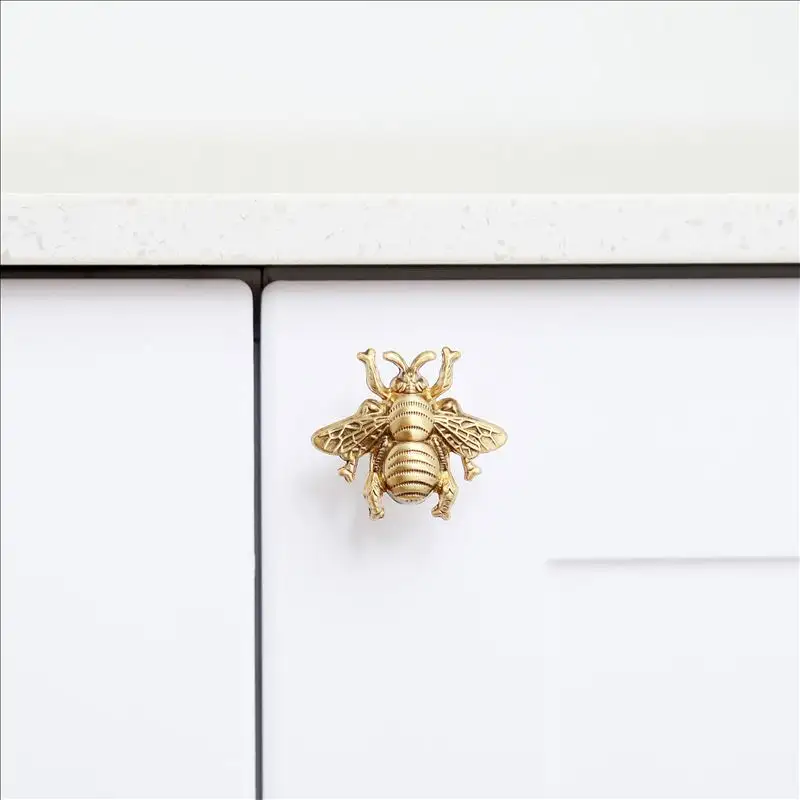 Maxery Creative Animal Imaged Cabinet Knobs Bee Shaped Pull Handles Kitchen Cabinet Door Handles Puller Drawer Knobs Gold