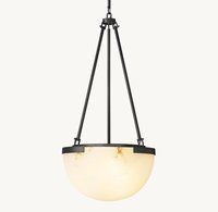Pendentif LED américain de luxe rectangulaire en pierre de neige ombre beignet lumière en laiton pour la maison salon source d'alimentation ca suspendu