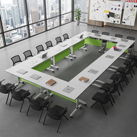 Table de bureau pliante moderne et durable avec cadre en bois, minimaliste et mobile, avec roulettes