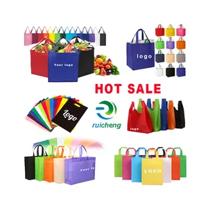 حقائب تسوق مخصصة عالية الجودة قابلة لإعادة التدوير من Ruicheng بشعار حقائب قماش غير منسوجة للإعلانات للشركات
