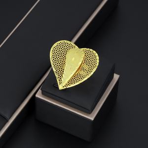 แหวนทองชุบ 24K สไตล์คลาสสิกสำหรับผู้หญิงจาก JXX ดีไซน์รูปทรงเรขาคณิตลายดอกไม้ - Product Image 2