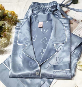 <span class=keywords><strong>Pigiama</strong></span> Estivo da Donna in Seta a Maniche Lunghe, Completo Due Pezzi in Raso, Abbigliamento da Notte Femminile - Product Image 6