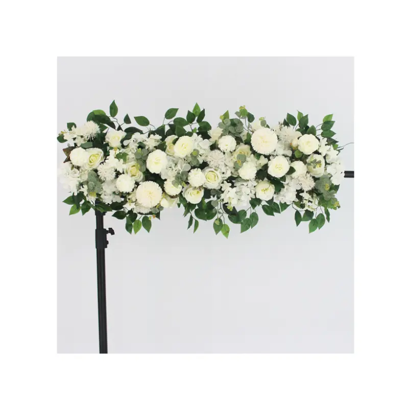 Arreglo de flores de boda de fábrica 2024, mesa de boda de seda Floral hecha a mano, centro de mesa de rosas blancas Rojas artificiales, Bola de flores