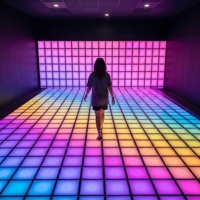 Dalles de sol interactives à LED Pixel Storm en métal pour salles de jeux intérieures et parcs d'attractions