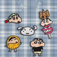 Patchs thermocollants Crayon Shin-chan prêts à l'emploi, motifs brodés de dessins animés et d'anime, motifs floraux et alphabétiques, lavables et durables pour vêtements