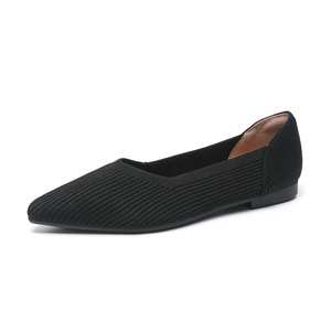 Chaussures <span class=keywords><strong>bateau</strong></span> plates confortables et décontractées à bout pointu en tricot, avec semelle intérieure respirante et semelle extérieure en caoutchouc, modèle à enfiler pour toutes les saisons - Product Image 5