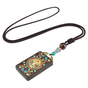 Nepal Vintage Tibet Thangka collana <span class=keywords><strong>di</strong></span> ebano fatta a mano grande sole Tathagata Huang <span class=keywords><strong>dio</strong></span> della ricchezza stile etnico ciondolo regalo - Product Image 5