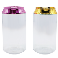 WOWO Tech Offre Spéciale plastique personnalisé de 330ml peut imprimé créatif multicolore bonbons transparent en plastique PET peut avec bouchon à vis