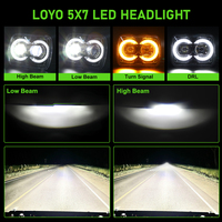 LOYO Phare universel carré à LED 5x7 pouces H4 Halo Ring DRL Clignotant 5X7 7X6 Phare à LED pour Jeep GMC Nissan Toyota