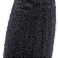 Extensions de cheveux lisses crépus OEM avec dentelle frontale, style africain, petites boucles tendance, en vrac, peuvent être permanentées, en stock directement de l'usine