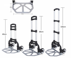 アルミ製四輪折りたたみ式ハンドトロリーカートプラットフォームショッピングカート<span class=keywords><strong>75kg</strong></span>積載量産業用ツールOEM - Product Image 2