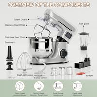 5 en 1 appareils de cuisine OEM multifonctionnel Impastatrice aide électrique 8L acier inoxydable bol de mélange hachoir à viande mélangeur sur socle