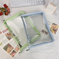 Carpeta A6 Recargable con 6 Anillas, Transparente, de PVC Suave, con Cierre, para Papel de Relleno, Organizador de Archivos Personales, Planificador