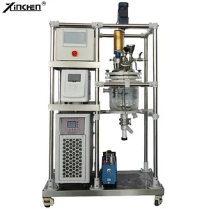 Ultrasonic Chemical Synthesis Lab Jacketed Glass Reactor with Cooling Coil Condenser Distillation Evaporation Catalysis