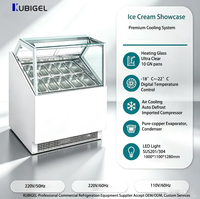 Réfrigérateur Vitrine Commercial KUBIGEL pour Desserts, Petite Machine à Glace, Congélateur de Présentation 260L avec Compresseur 1.5P, Modèle sur Pied