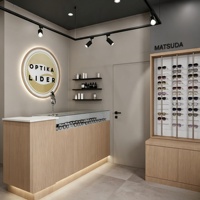 Vitrine de magasin d'optique entièrement personnalisable, présentoir à lunettes, étagère d'exposition, vitrine en verre pour magasin de lunettes, décoration de magasin