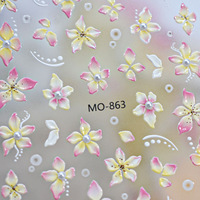 Autocollant pour ongles ultra-fin en relief transparent effet perle, style Ins Wind Pearl Pure Desire Ice Flower, pour l'été, l'île des rêves et les vacances