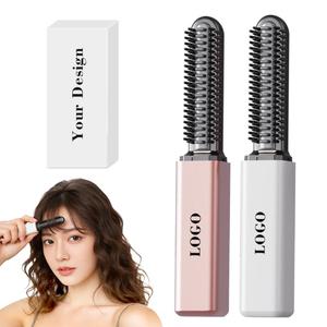 Brosse lissante chauffante sans fil rechargeable à température constante 0728 pour cheveux courts, idéale pour le maquillage quotidien et les voyages en extérieur - Product Image 4