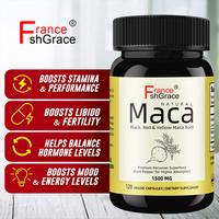 Píldoras de Maca Shecome 1500mg personalizadas para agrandamiento del pene, suplemento negro, amarillo y rojo para hombres, mejora la energía, cápsulas de Maca para hombres