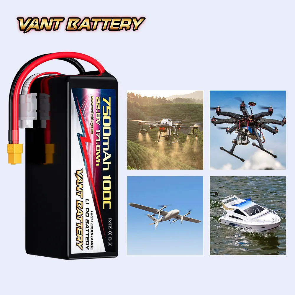 UAV haute tension HV lipo batterie drone batterie 22.8V 6S 7500mAh 100C XT60 semi-solide LIPO batteries pour drone UAV