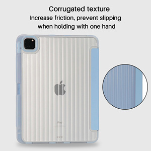 Étui pour <span class=keywords><strong>iPad</strong></span> à texture ondulée Origami pour Air 6 M2 Pro 13 M4, coussin d'air antidérapant, support portrait, étui pour tablette - Product Image 3