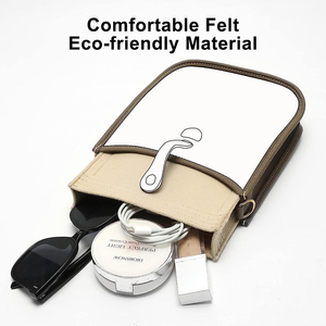 Bolsa de Maquillaje de Fieltro Premium Beige, Ecológica, de Gran Capacidad, con Asa Suave para Bolso, Organizador Duradero para Insertar en el Bolso - Product Image 3