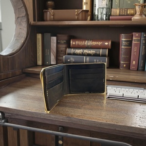 Portefeuille court pliable vintage en cuir véritable avec fermeture ouverte, porte-cartes multiples et porte-monnaie, doublure en polyester, unisexe, portable, 7 pouces - Product Image 4