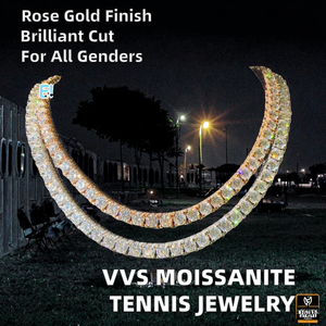 Collar de Tenis Hip Hop Personalizado de Plata 925 con Moissanita y Cadena de Eslabones Chapada en Oro, Certificado GRA, Joyería Unisex - Product Image 2