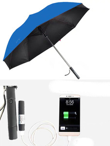 Parapluie Droit Anti-UV Spécial Pluie avec Ventilateur Solaire USB Intégré - Product Image 2