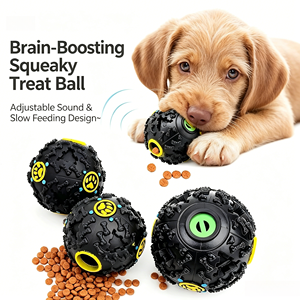 Balle interactive pour <span class=keywords><strong>chien</strong></span> avec distributeur de friandises, jouet à mâcher résistant aux morsures, distributeur lent de nourriture, jouet d'intelligence en caoutchouc non toxique pour petits chiens - Product Image 1