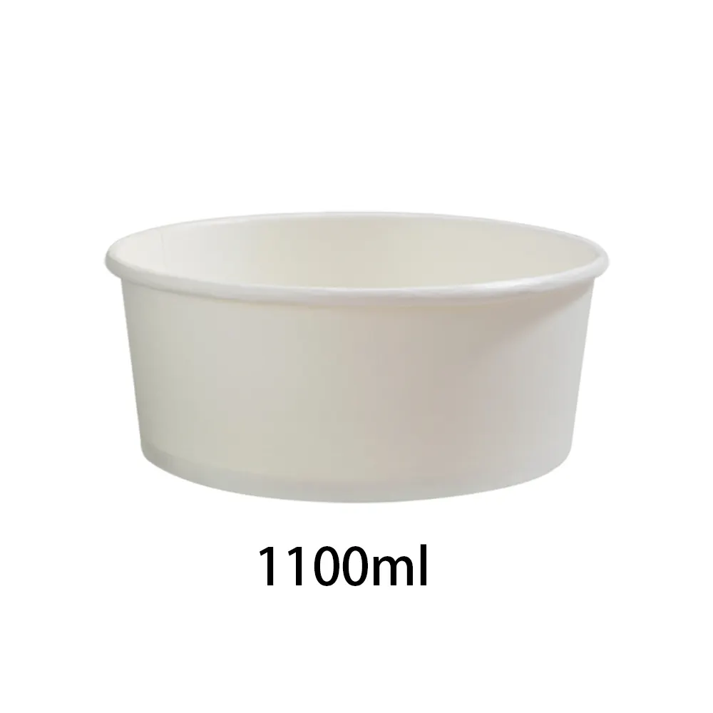 Disposable 1100ml Restaurant Takeawy Food Box Kraft Soup Cup Rice Paper Bowl with Lid