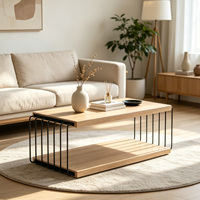 Table basse sur mesure en MDF effet bois avec cadre métallique et plateau en bois pour salon – Vente en gros de meubles