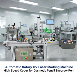 Machines de marquage laser rotatives automatiques pour crayons à sourcils / stylos cosmétiques, codeur UV haute vitesse pour emballages cosmétiques - Product Image 3