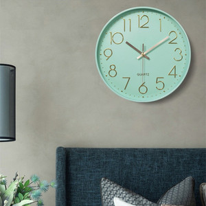 <span class=keywords><strong>Reloj</strong></span> de pared nórdico minimalista con borde grueso, cronógrafo 3D de pared verde menta de 12 pulgadas, decoración del hogar para habitación juvenil - Product Image 3