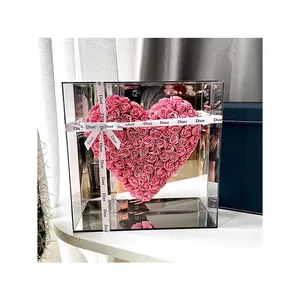Ammy christmas gifts Factory Price Hot Selling Rose Heart Box Acrylic Rose Box Heart Shape Foam Rose Heart decorations for home